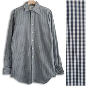 T. M. LEWIN Slim Fit Button Down Shirt B&W Gingham Men's Sz 15 1/2